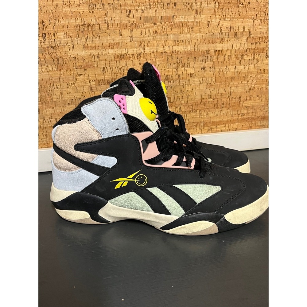 Reebok Shaq Attaq Smiley Face Black Multi Color High Top Mens Size 12 GX2250
